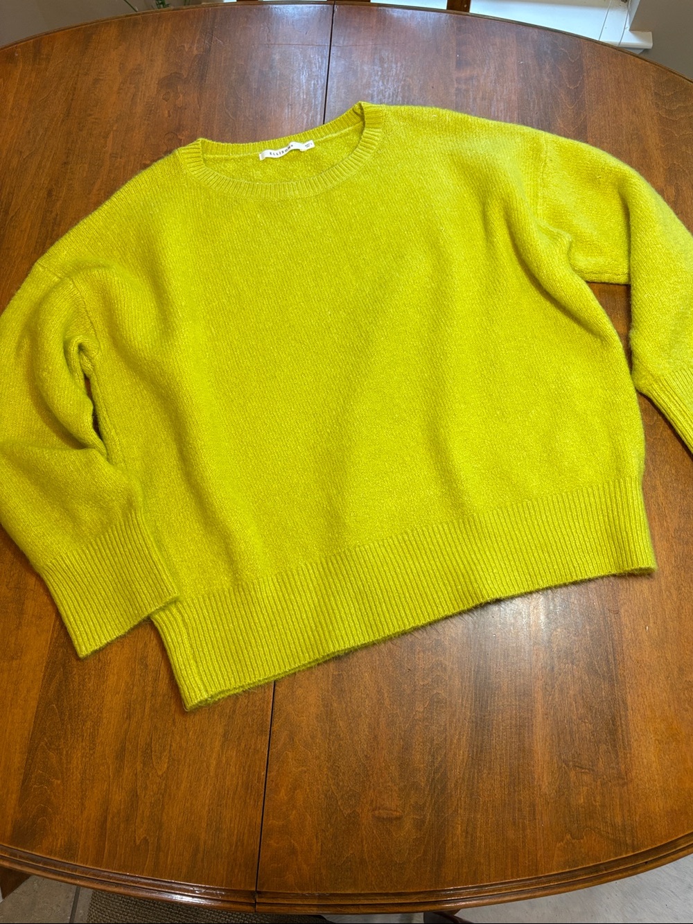 Ellison Chartreuse Crewneck Sweater - Cozy Knit, L